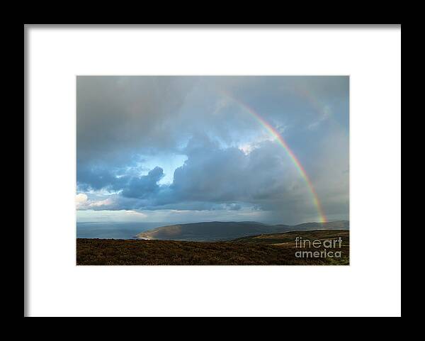 Rainbow Framed Print featuring the photograph Rainbow over Porlock Hill by Andy Myatt