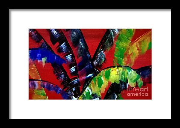 Rainbow Palm Tree Beach Ocean Framed Print featuring the painting Rainbow Palms by James and Donna Daugherty