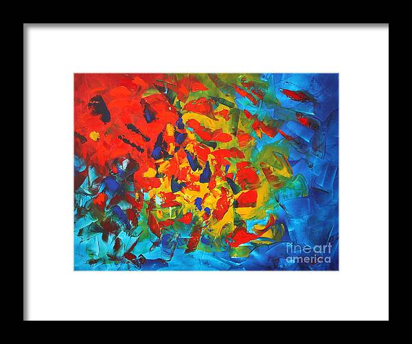 Blue Framed Print featuring the painting Rainbow by Preethi Mathialagan