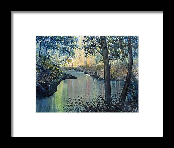 Glenn Marshall Yorkshire Artist Framed Print featuring the painting Rainbow River by Glenn Marshall