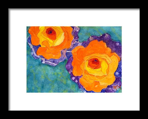 Flower Framed Print featuring the painting Rainbow roses by Wonju Hulse