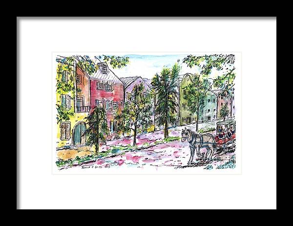 Charleston Framed Print featuring the painting Rainbow Row by Patrick Grills