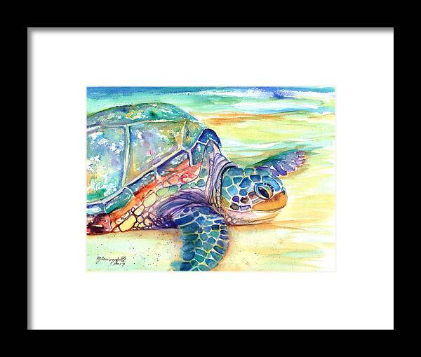 Kauai Art Print Framed Print featuring the painting Rainbow Sea Turtle 2 by Marionette Taboniar