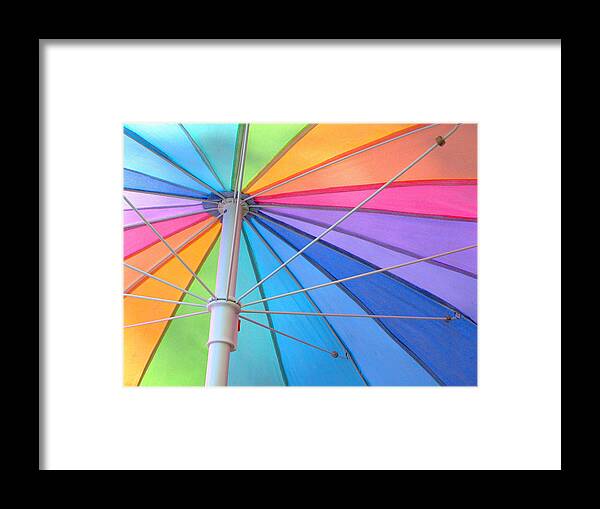 Umbrella Framed Print featuring the photograph Rainbow Umbrella by Cathy Kovarik