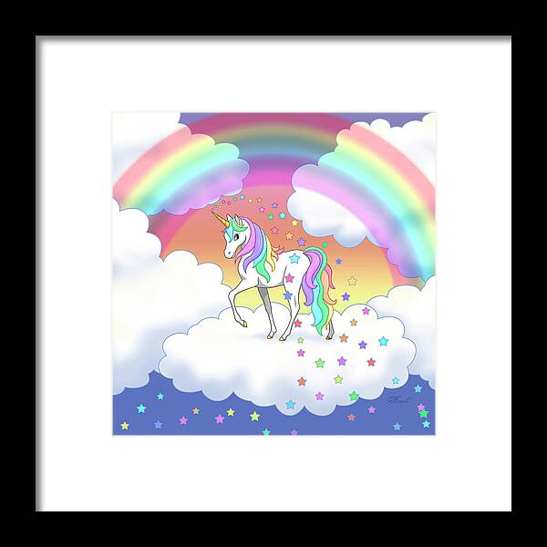 Rainbow Unicorn Clouds and Stars Weekender Tote Bag by Crista