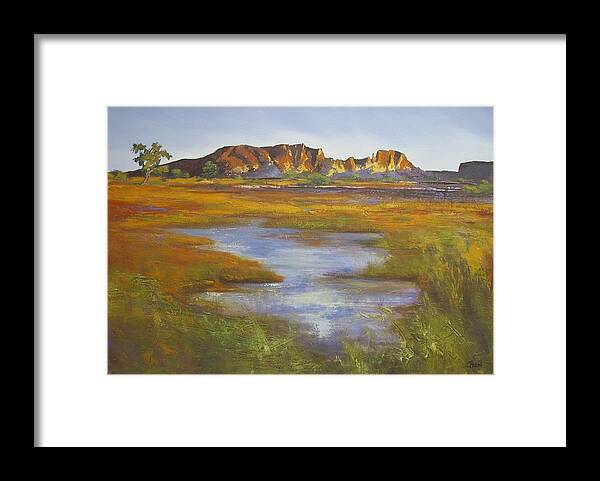 Australian Landscape Framed Print featuring the painting Rainbow Valley Northern Territory Australia by Chris Hobel