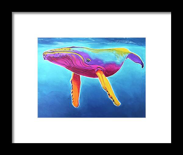 Humpback Whale Framed Print featuring the painting Rainbow Whale by Dawg Painter