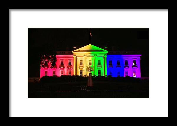 Rainbow Framed Print featuring the photograph Rainbow White House by Chris Montcalmo