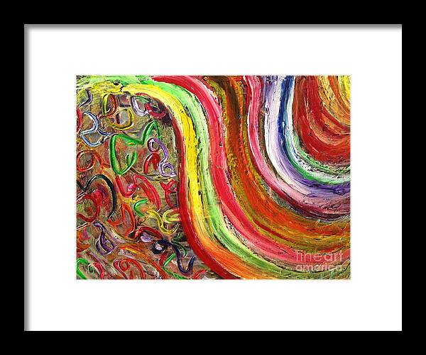 Rainbows Framed Print featuring the painting Rainbows and puzzels by Sarahleah Hankes