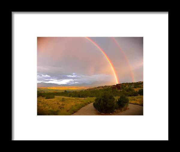 Rainbows Framed Print featuring the digital art Rainbows by Charles Muhle