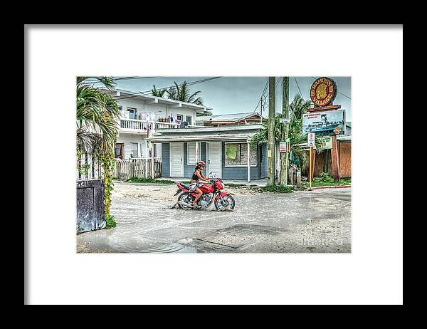 San Pedro Belize Framed Print featuring the photograph Rainy Day Puddle to Conquer by David Zanzinger