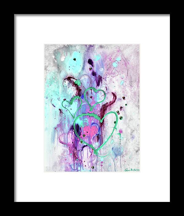 Abstract Framed Print featuring the painting Raining Love by Gina De Gorna