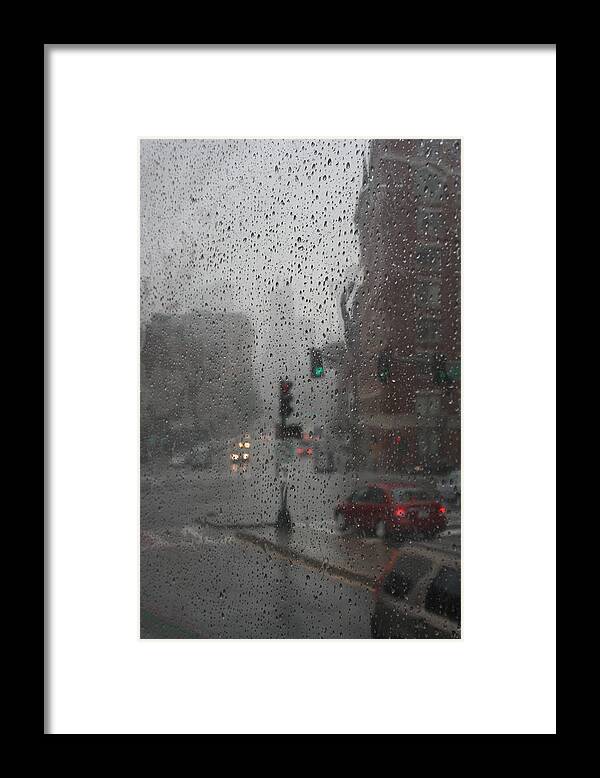 Cityscape Framed Print featuring the photograph Rainy Days in Boston by Julie Lueders 