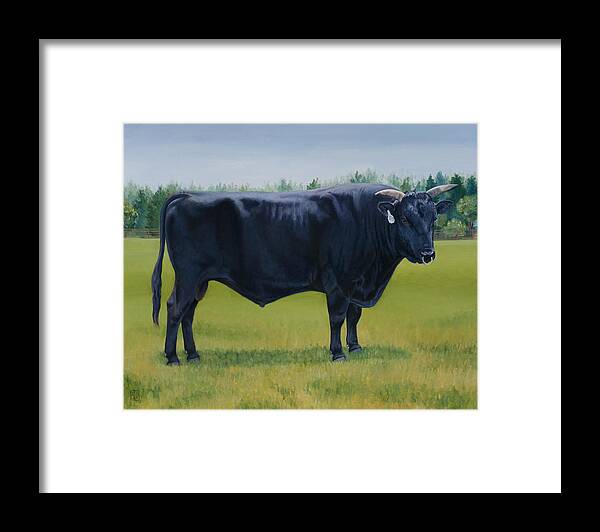 Bull Framed Print featuring the painting Ralphs Bull by Stacey Neumiller