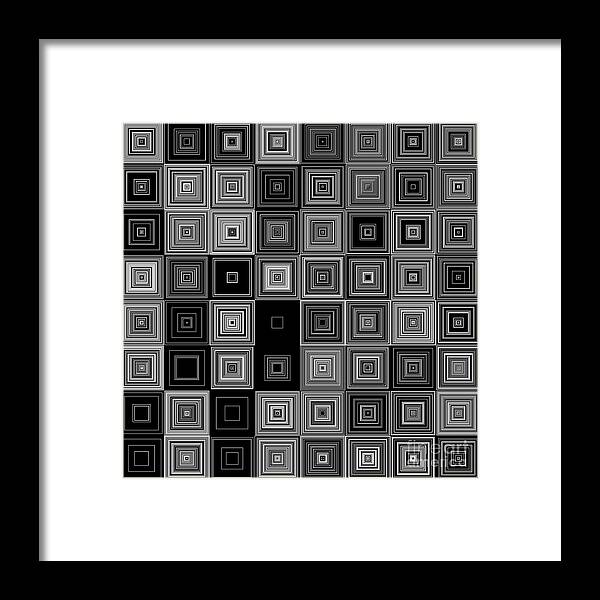 Black Framed Print featuring the digital art Random BW Squares by Ron Brown