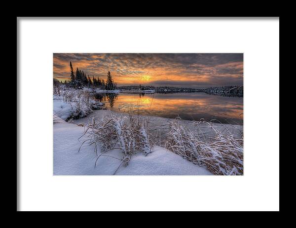 Canada Framed Print featuring the photograph Random Lake Somewhere betwenn Shabaqua and Fort Frances by Jakub Sisak