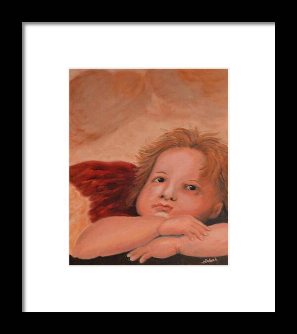 Angel Framed Print featuring the painting Raphael's Angel by Nancy Sisco