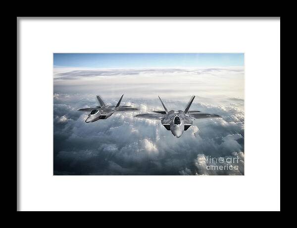 F22 Framed Print featuring the digital art Raptor Duo by Airpower Art