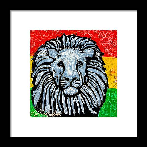 Lion Rastafari Framed Print featuring the painting Rastafari Lion by Neal Barbosa