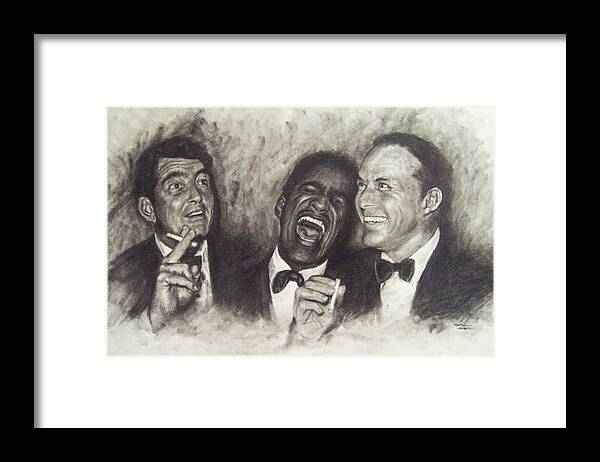 Dean Martin Framed Print featuring the drawing Rat Pack by Cynthia Campbell