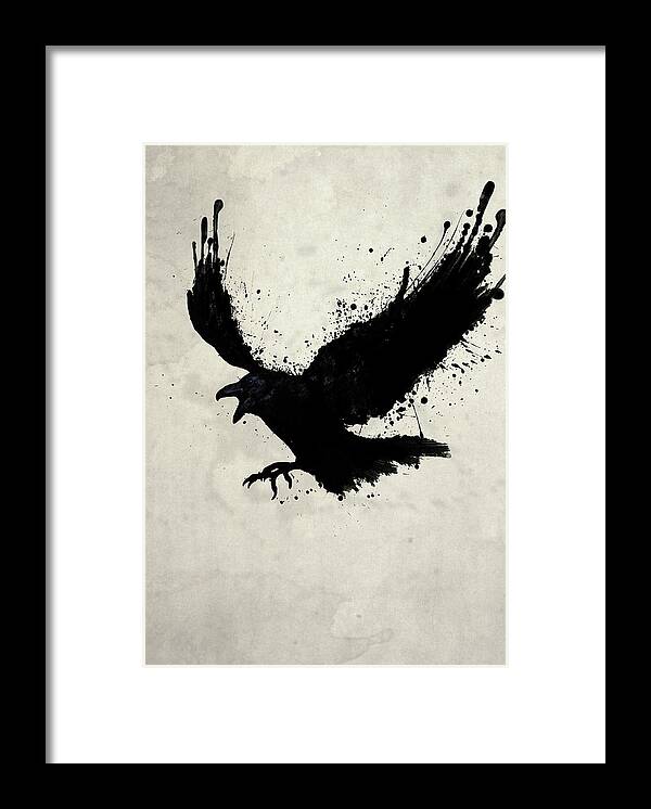 Raven Framed Print featuring the digital art Raven by Nicklas Gustafsson