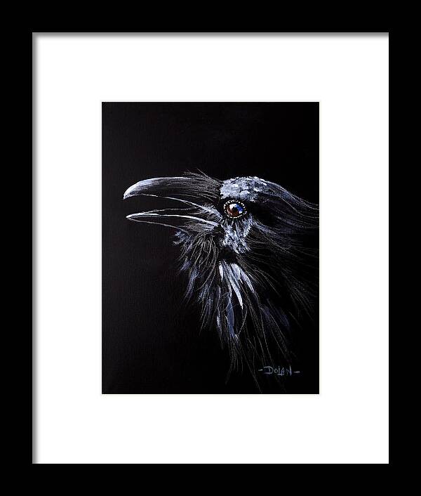 Raven Framed Print featuring the painting Raven Portrait by Pat Dolan