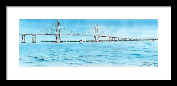 Ravenel Bridge Framed Print featuring the painting Ravenel Bridge by Thomas Hamm