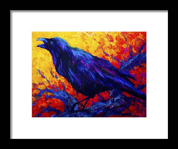 Crows Framed Print featuring the painting Raven's Echo by Marion Rose