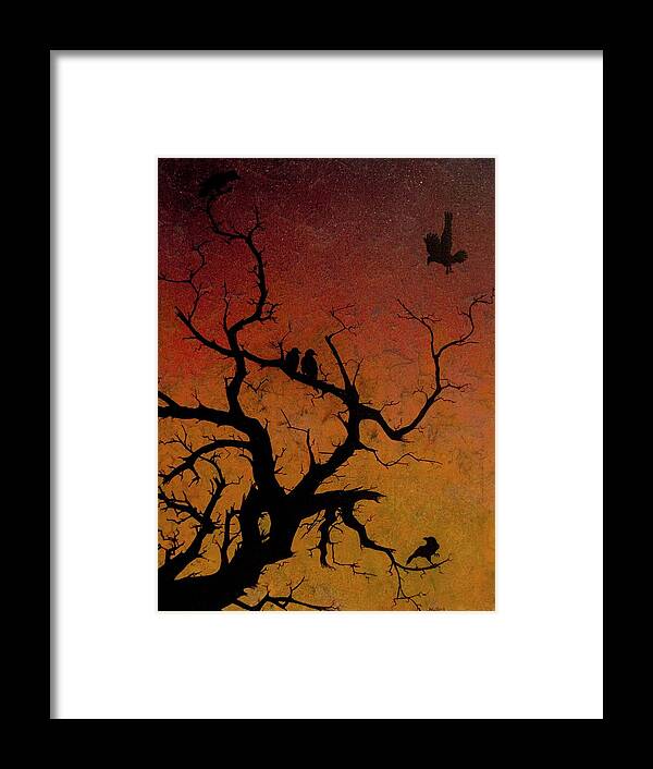 Ravens Framed Print featuring the painting Ravens Roost by Jack Malloch