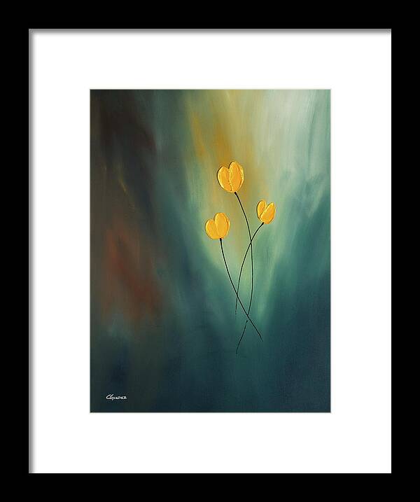 Abstract Art Framed Print featuring the painting Rays of Hope by Carmen Guedez