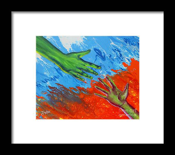 Hands Framed Print featuring the painting Reaching for Life by Jerome Wilson