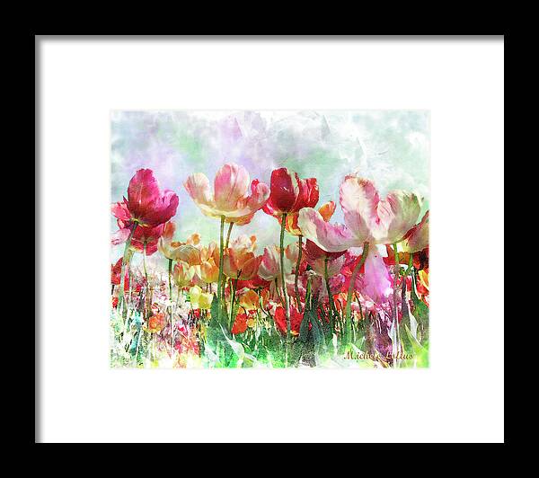 Tulips Framed Print featuring the digital art Reaching for the Sky by Michele A Loftus