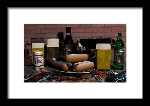 Bar Art Framed Print featuring the digital art Ready for the Big Game by Stuart Stone