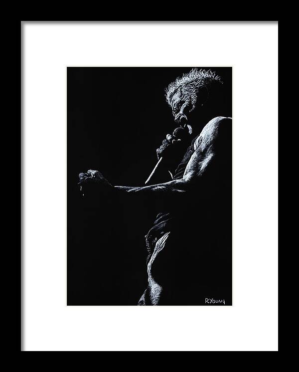 Musician Framed Print featuring the pastel Rebel Yell 1 by Richard Young