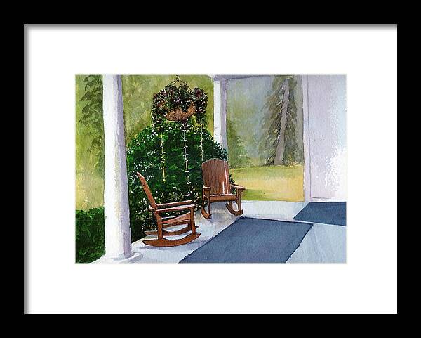 Rocking Chairs Framed Print featuring the painting Recap by Lynn Babineau