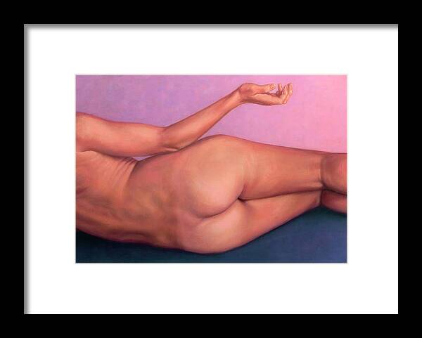 Female Framed Print featuring the painting Reclining Figure - Posterior by James W Johnson