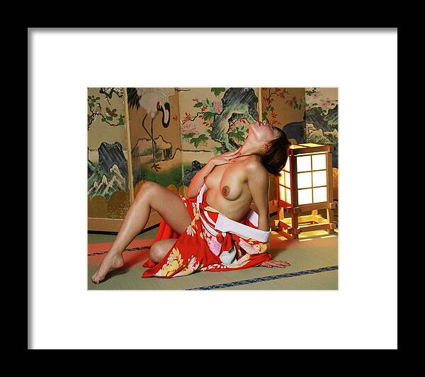 Kimono Framed Print featuring the photograph Reclining In Kimono by Tim Ernst