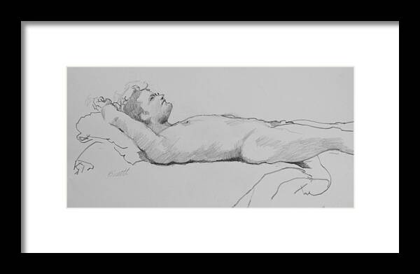Life Framed Print featuring the drawing Reclining Nude 3 by Robert Bissett