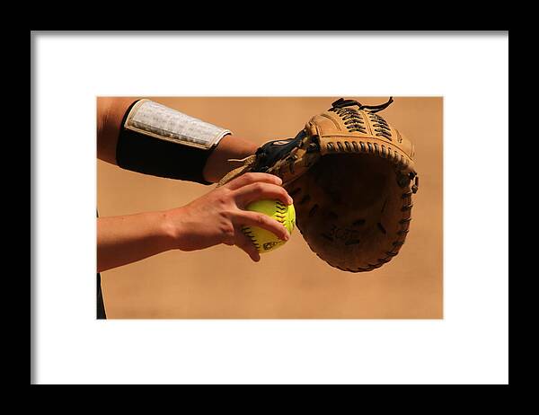 Softball Framed Print featuring the photograph Recoiling into a Throw by Laddie Halupa