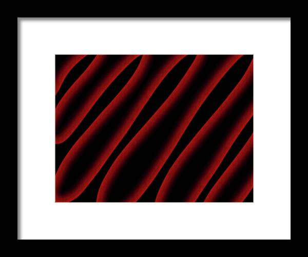 Waves Framed Print featuring the mixed media Red and black abstract waves by Lisa Stanley