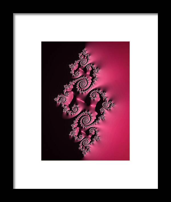 Red Framed Print featuring the digital art Red and black Fractal by Matthias Hauser