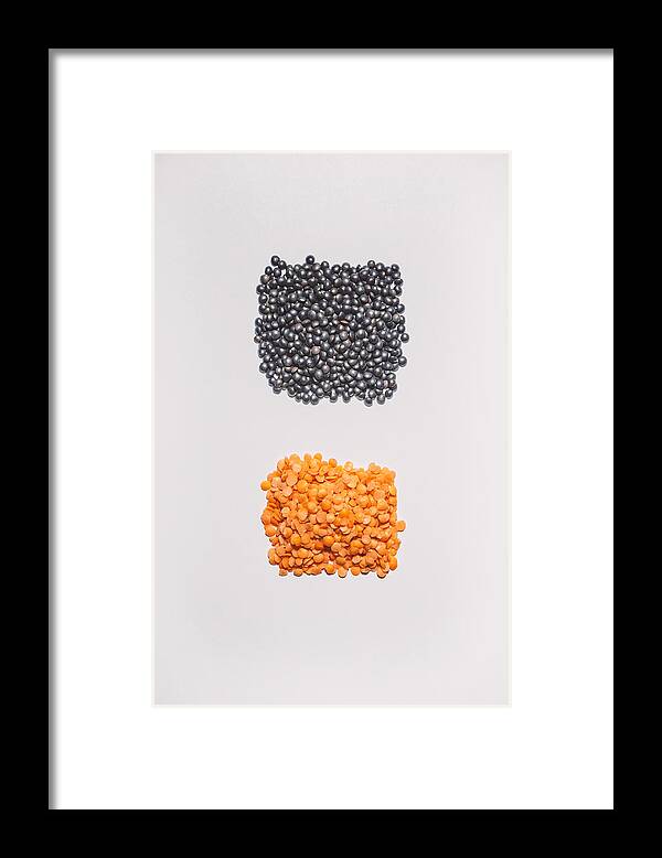 Still Life Photography Framed Print featuring the photograph Red and Black Lentils by Scott Norris