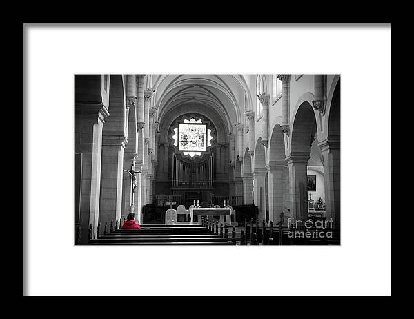 Red Framed Print featuring the photograph Red and Mono, Church of Bethlehem by Perry Rodriguez