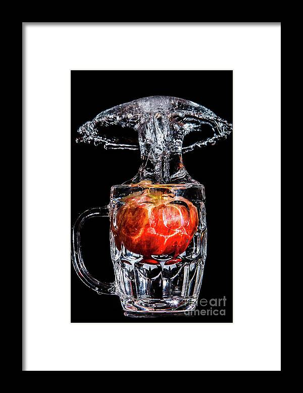 Apple Framed Print featuring the photograph Red Apple Splash by Ray Shiu