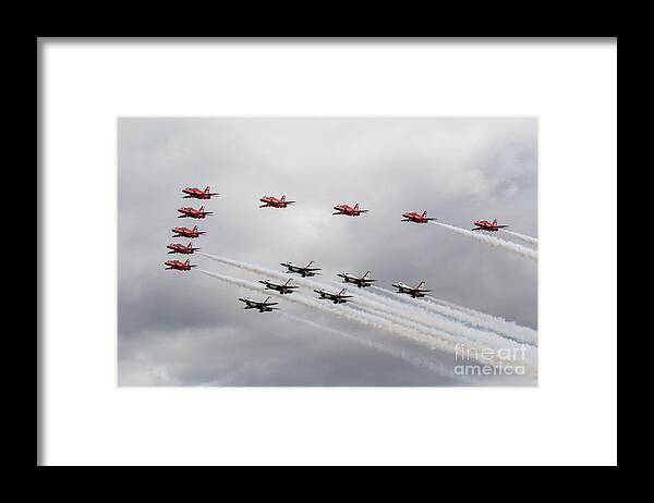 Red Arrows Framed Print featuring the digital art red Arrows with The Thunderbirds by Airpower Art