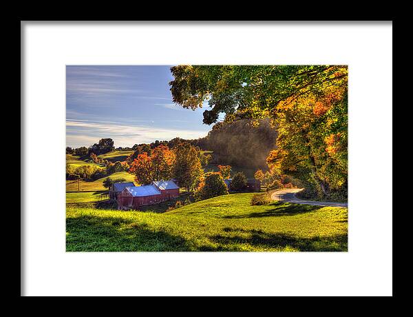 Jenne Farm Framed Print featuring the photograph Red Barn in Autumn - Jenne Farm by Joann Vitali