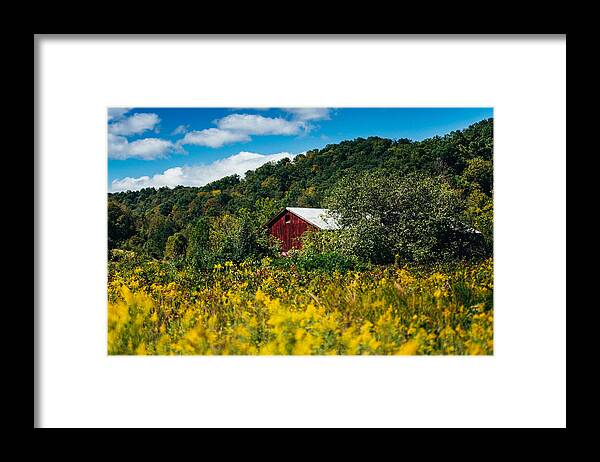 Barn Framed Print featuring the photograph Red Barn In Early Autumn by Shane Holsclaw