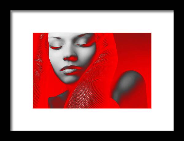American Framed Print featuring the digital art Red Beauty by Naxart Studio