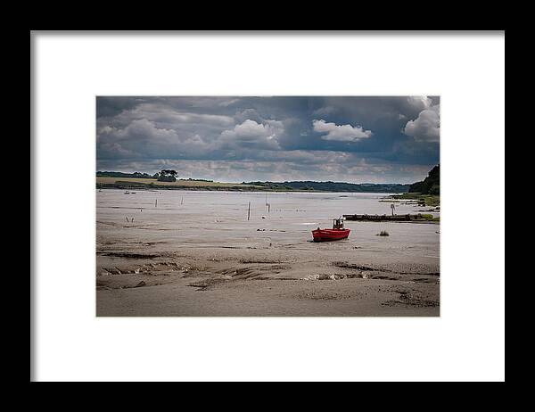 Boat Framed Print featuring the photograph Red Boat on the Mud by Geoff Smith