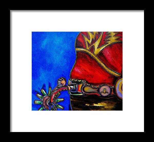 Boot Framed Print featuring the painting Red Boot by Patti Schermerhorn